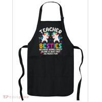 Teacher Besties Because Going Crazy Alone Back To School Apron thumb 0