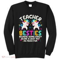 Teacher Besties Because Going Crazy Alone Back To School Sweatshirt thumb 0