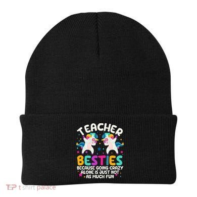 Teacher Besties Because Going Crazy Alone Back To School Beanie