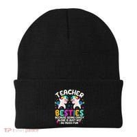 Teacher Besties Because Going Crazy Alone Back To School Beanie thumb 0