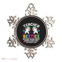 Teacher Besties Because Going Crazy Alone Back To School Ornament thumb 0
