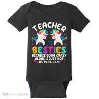 Teacher Besties Because Going Crazy Alone Back To School Baby Bodysuit thumb 0