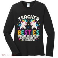 Teacher Besties Because Going Crazy Alone Back To School Women's Long Sleeve Shirt thumb 0