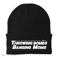 Throwing Bombs Banging Moms Funny Football Gift Beanie thumb 0