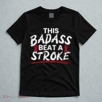 This Badass Beat A Stroke Awareness Brain Attack I Wear Red T-Shirt thumb 5