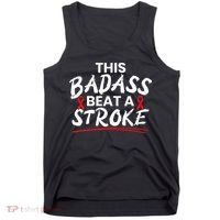 This Badass Beat A Stroke Awareness Brain Attack I Wear Red Tank Top thumb 0
