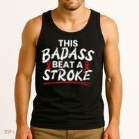 This Badass Beat A Stroke Awareness Brain Attack I Wear Red Tank Top thumb 3