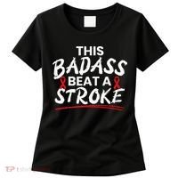 This Badass Beat A Stroke Awareness Brain Attack I Wear Red Women's T-Shirt thumb 0