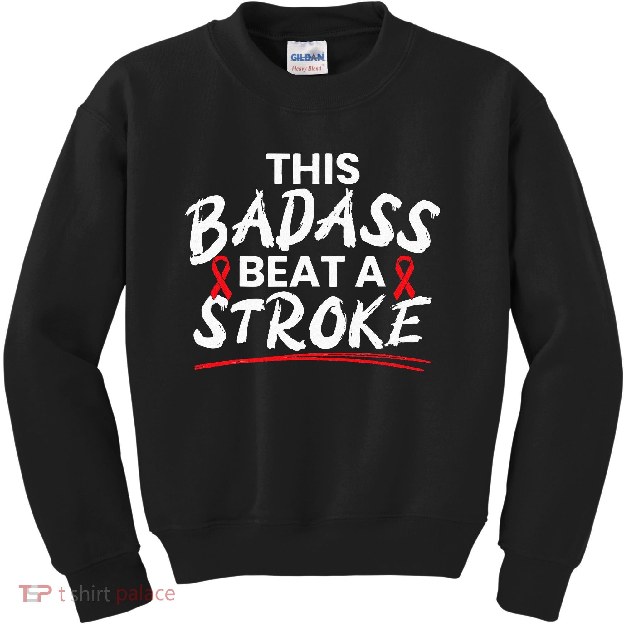 This Badass Beat A Stroke Awareness Brain Attack I Wear Red Kids Sweatshirt