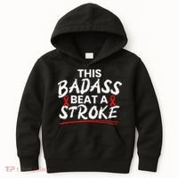 This Badass Beat A Stroke Awareness Brain Attack I Wear Red Kids Hoodie thumb 0