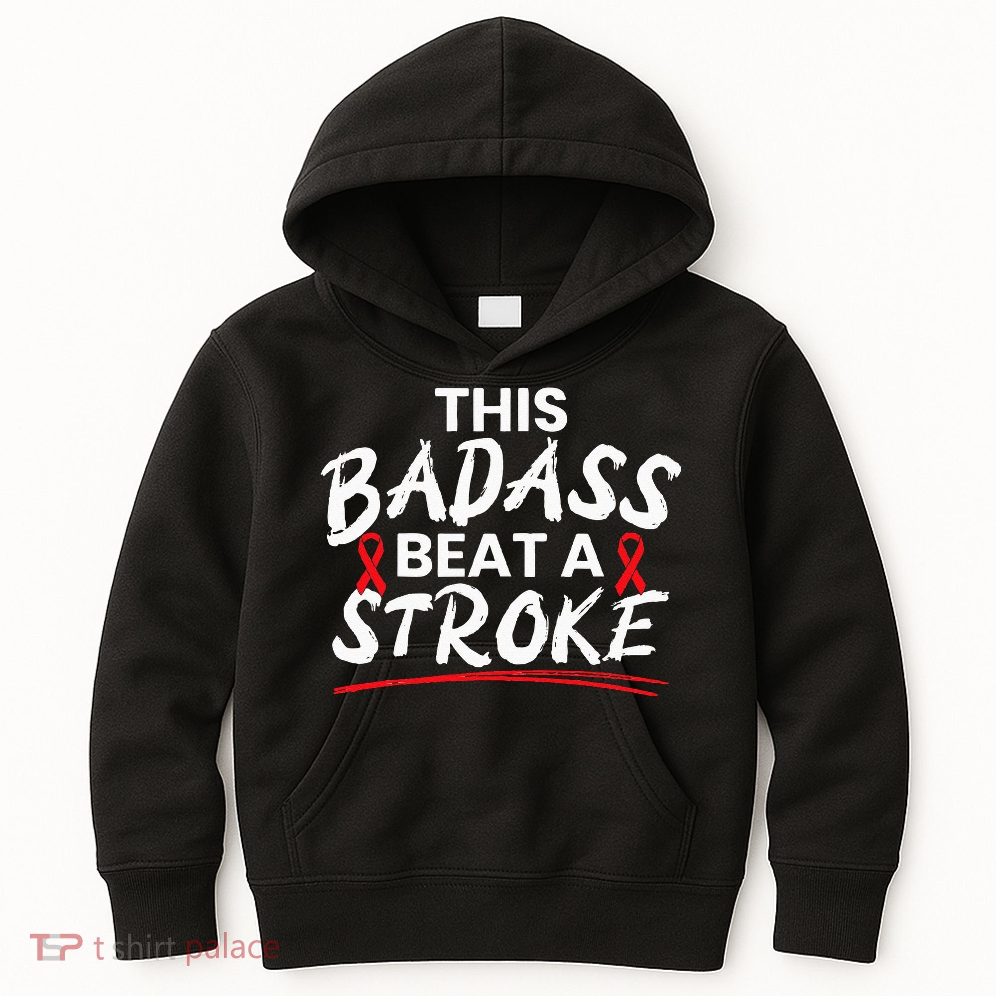 This Badass Beat A Stroke Awareness Brain Attack I Wear Red Kids Hoodie