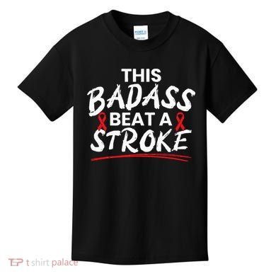 This Badass Beat A Stroke Awareness Brain Attack I Wear Red Kids T-Shirt