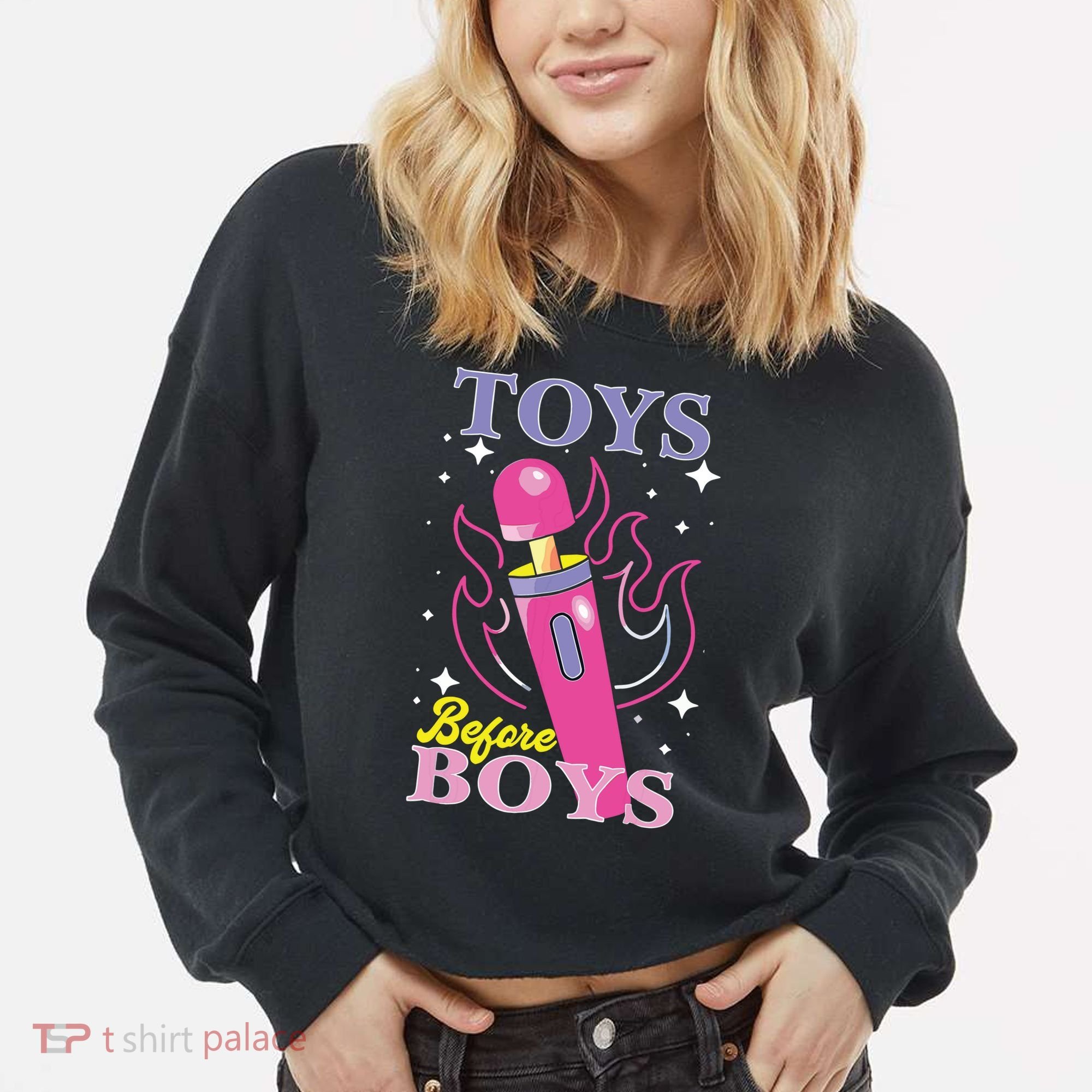 Toys Before Boy Cropped Pullover Crew
