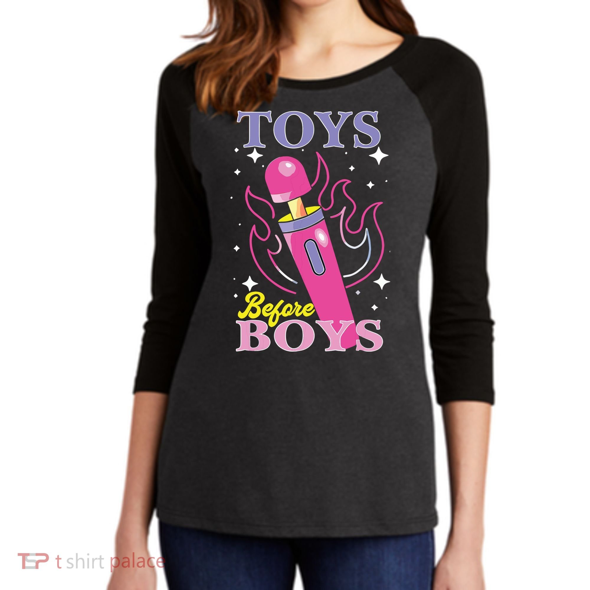 Toys Before Boy Women's Tri-Blend 3/4-Sleeve Raglan Shirt