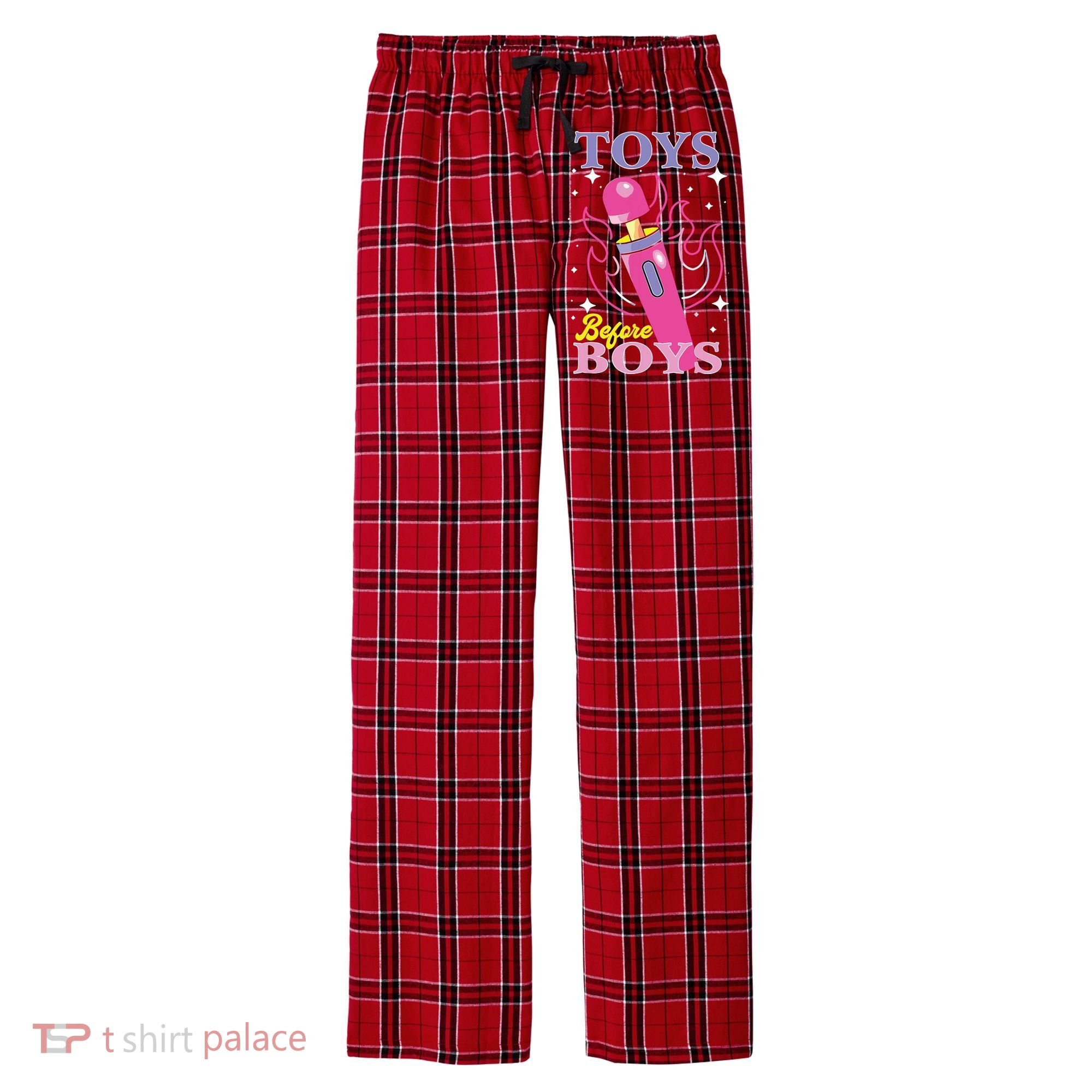 Toys Before Boy Men's Flannel Plaid Pajama Pants