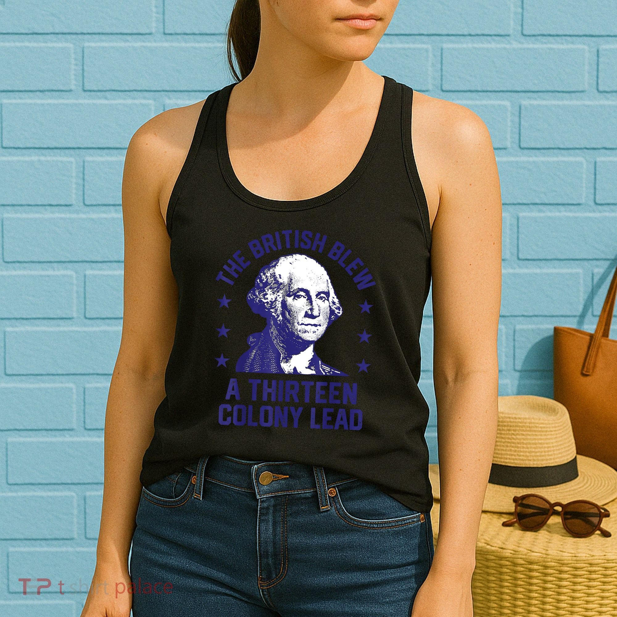 The British Blew A 13 Colony Lead Retro Us George Washington Women's Tank Top