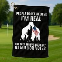 They Believe Bïden Got 81 Million Votes Bigfoot Golf Towel thumb 1