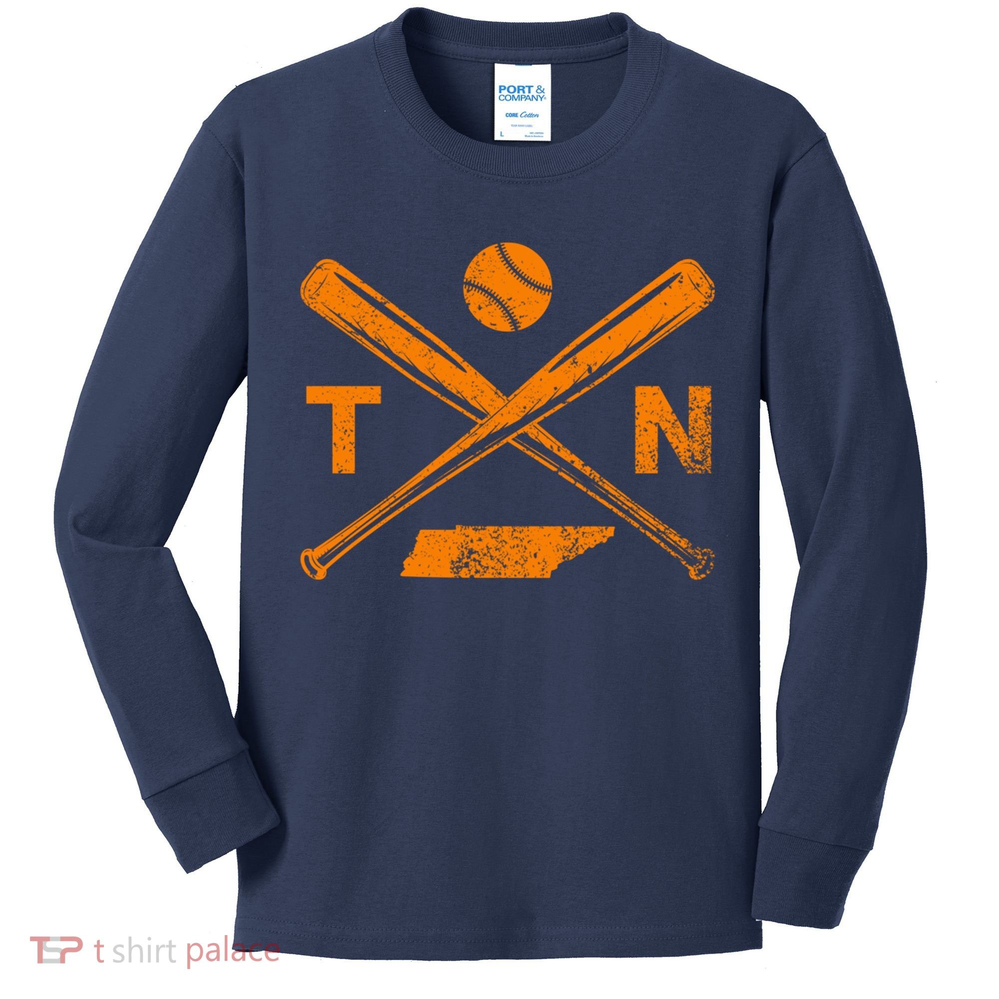 Tennessee Baseball Bats & Ball Classic Baseball Player Kids Long Sleeve Shirt