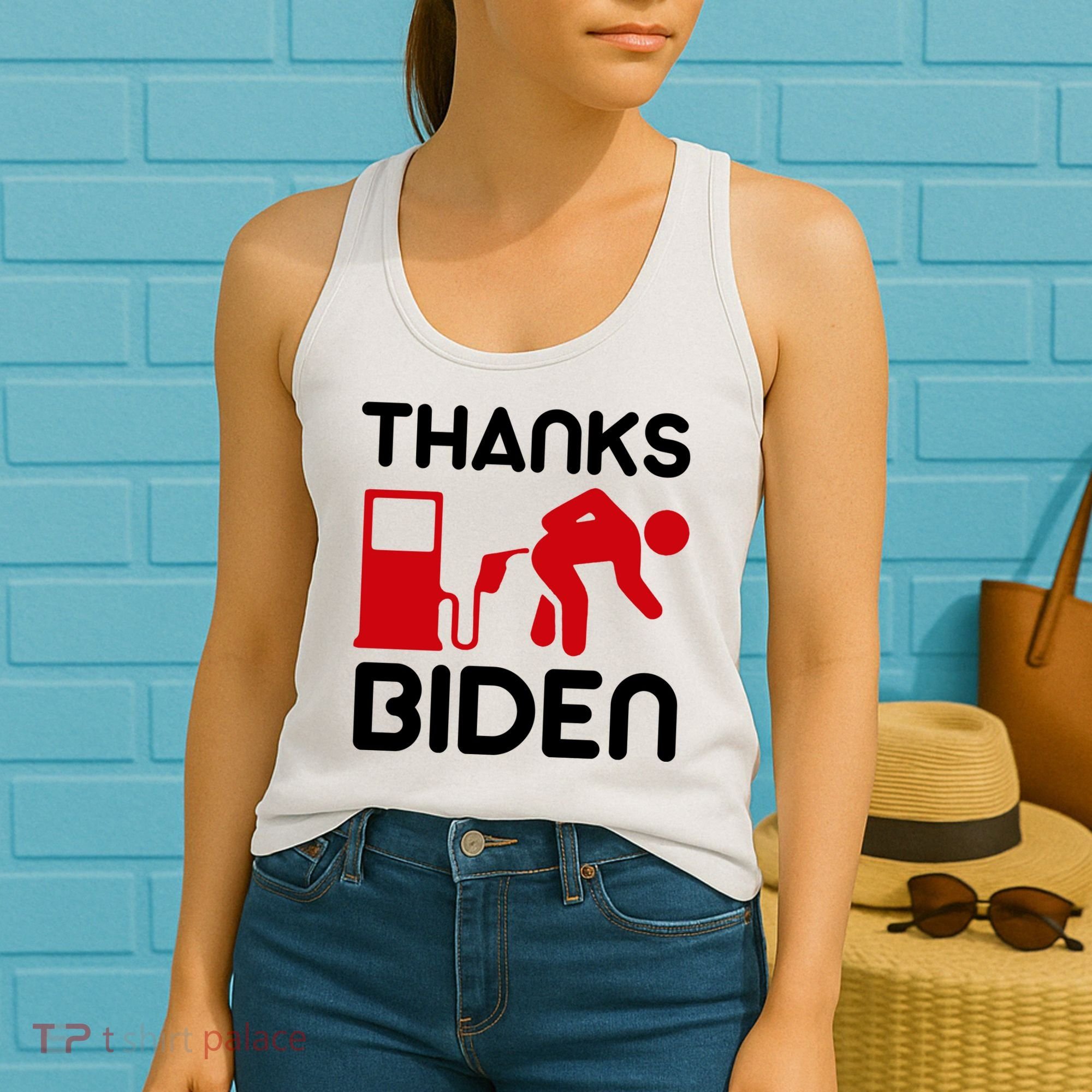 Thanks Biden Bend Over Gas Pump Prices Funny Women's Tank Top