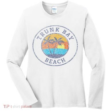 Trunk Bay Beach St John Usvi Vintage Distressed Women's Long Sleeve Shirt