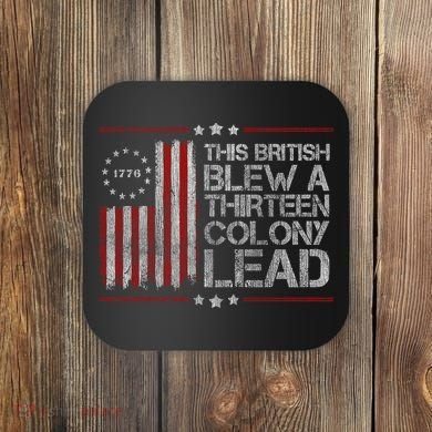 The British Blew A 13 Colony Lead Funny Coaster