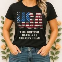 The British Blew A 13 Colony Lead Funny 4th Of July Women's T-Shirt thumb 2