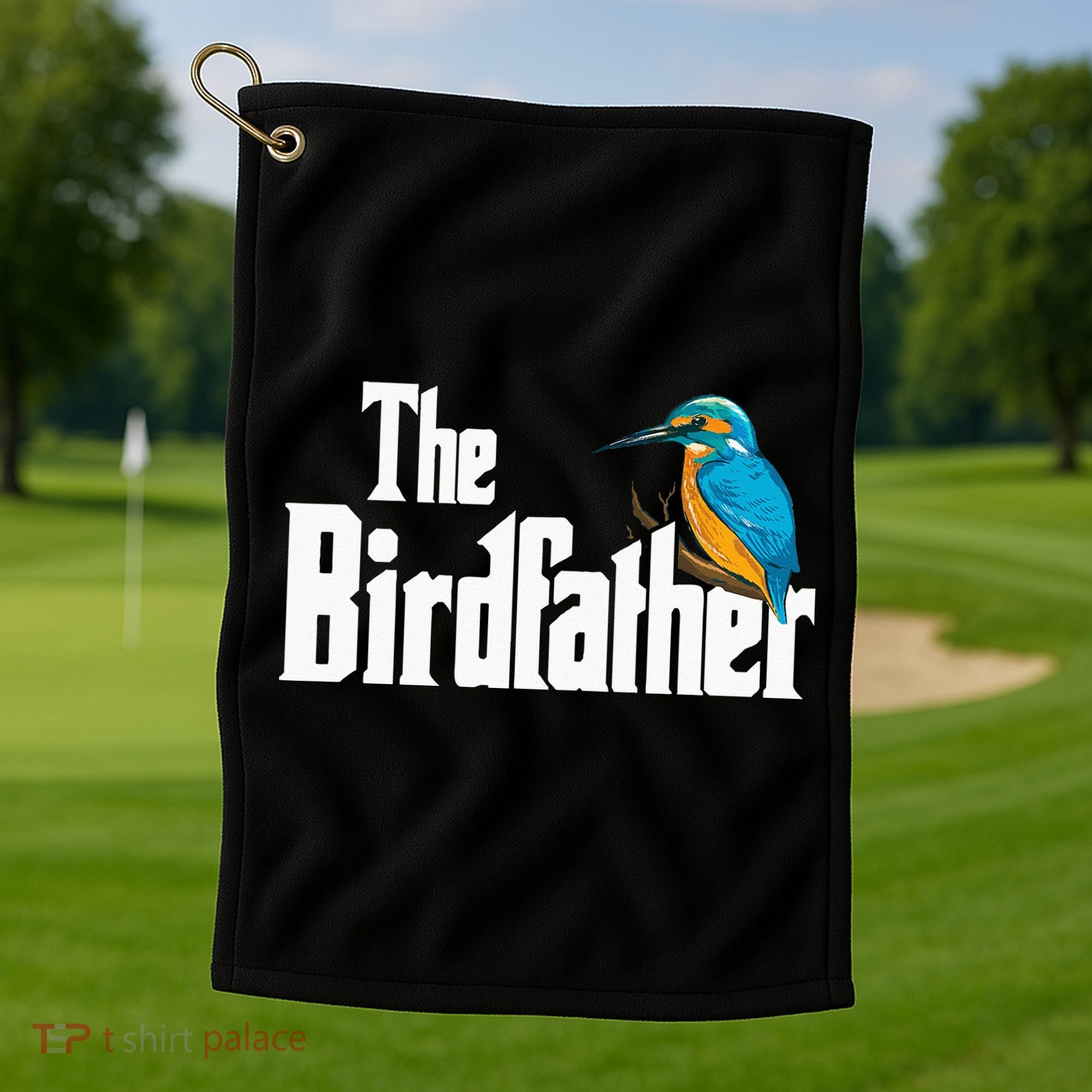 The Birdfather Bird Watching Funny Meme Birder Daddy Golf Towel