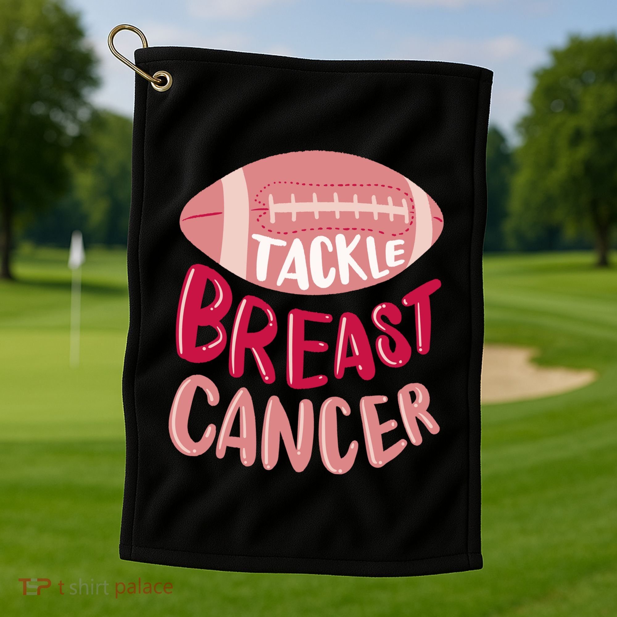 Tackle Breast Cancer Football Golf Towel