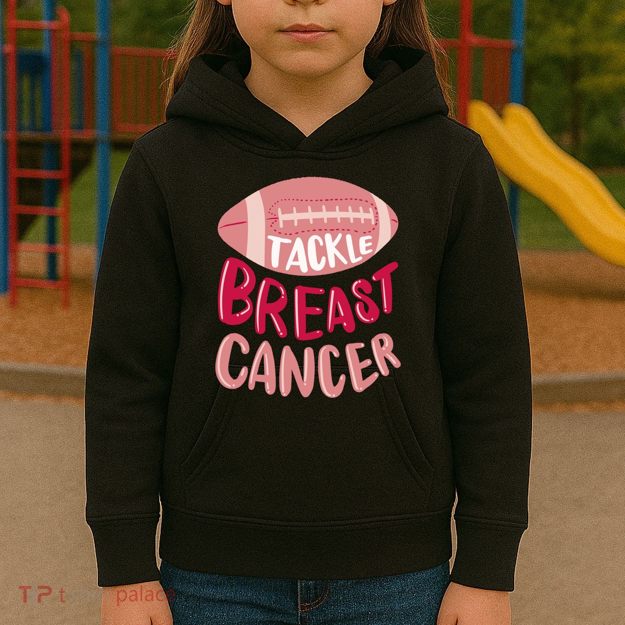 Tackle Breast Cancer Football Kids Hoodie