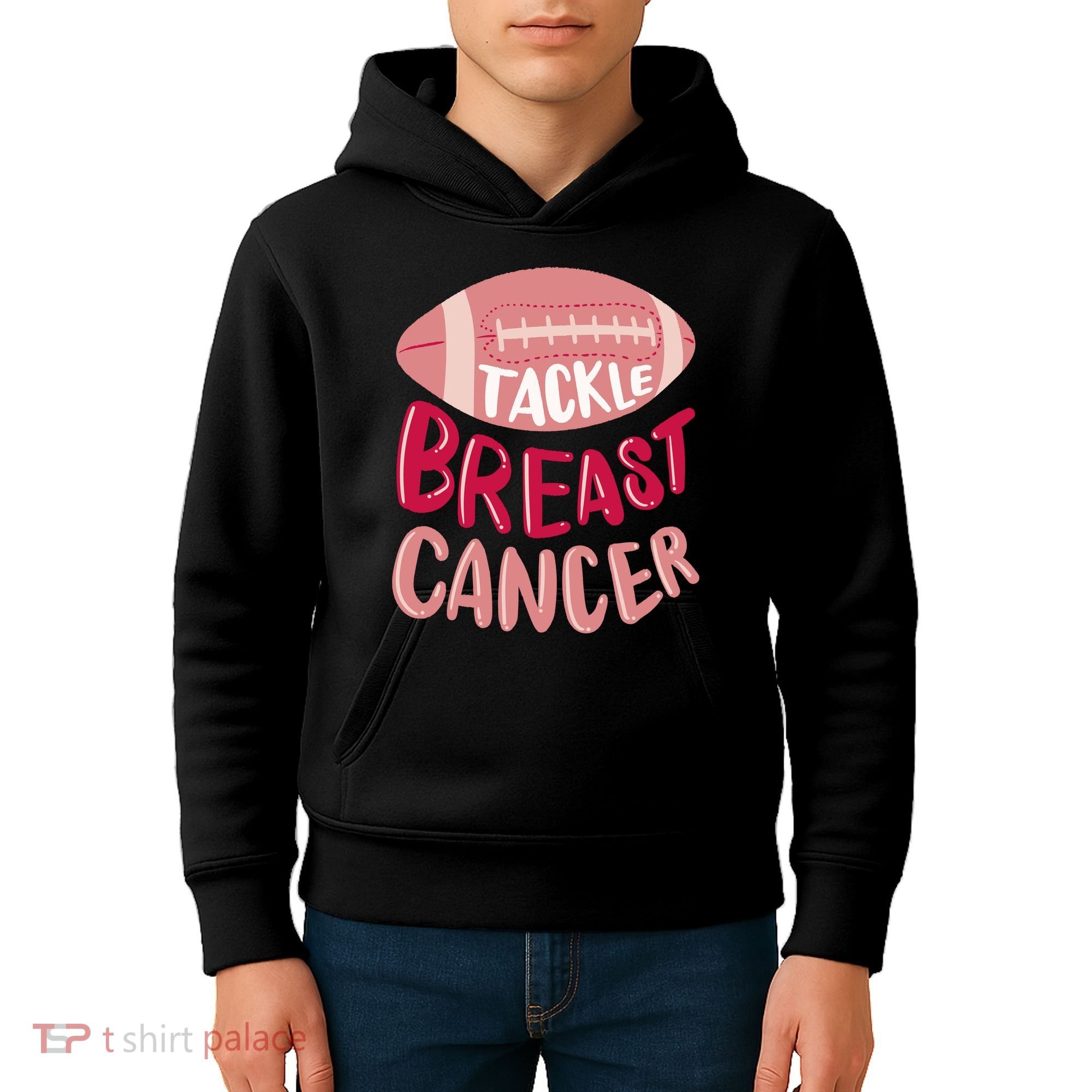 Tackle Breast Cancer Football Kids Hoodie
