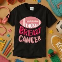 Tackle Breast Cancer Football Kids T-Shirt thumb 3