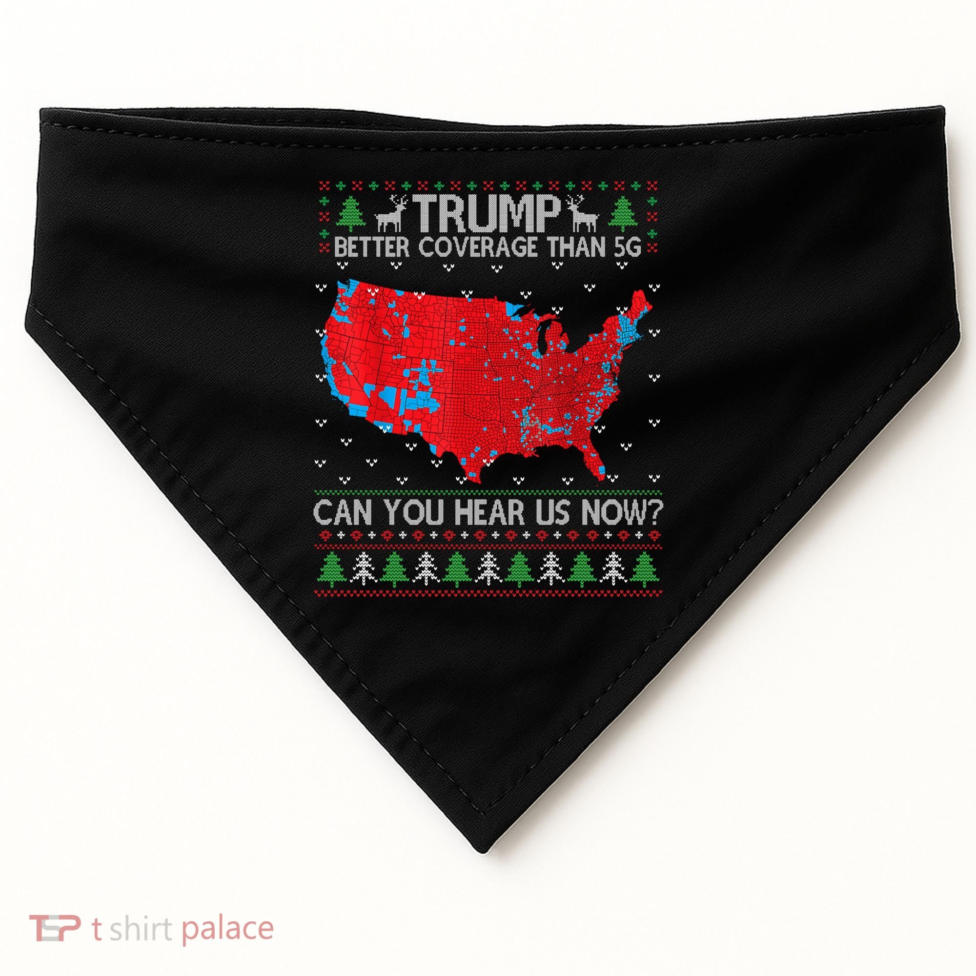 Trump Better Coverage Than 5g Ugly Christmas Sweater Xmas USA-Made Doggie Bandana