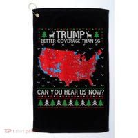 Trump Better Coverage Than 5g Ugly Christmas Sweater Xmas Golf Towel thumb 0