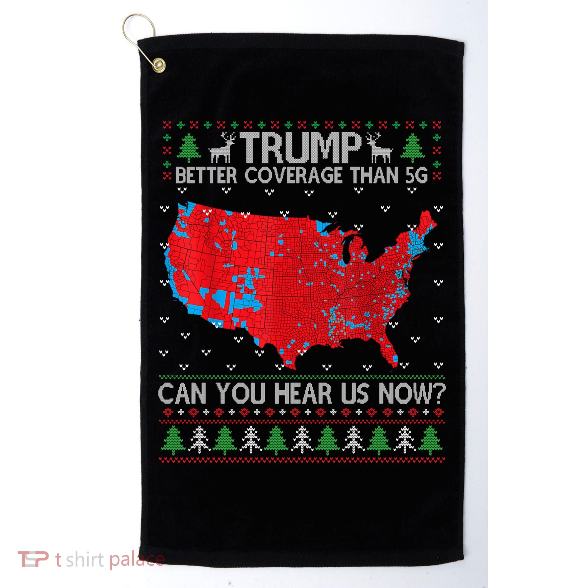 Trump Better Coverage Than 5g Ugly Christmas Sweater Xmas Golf Towel