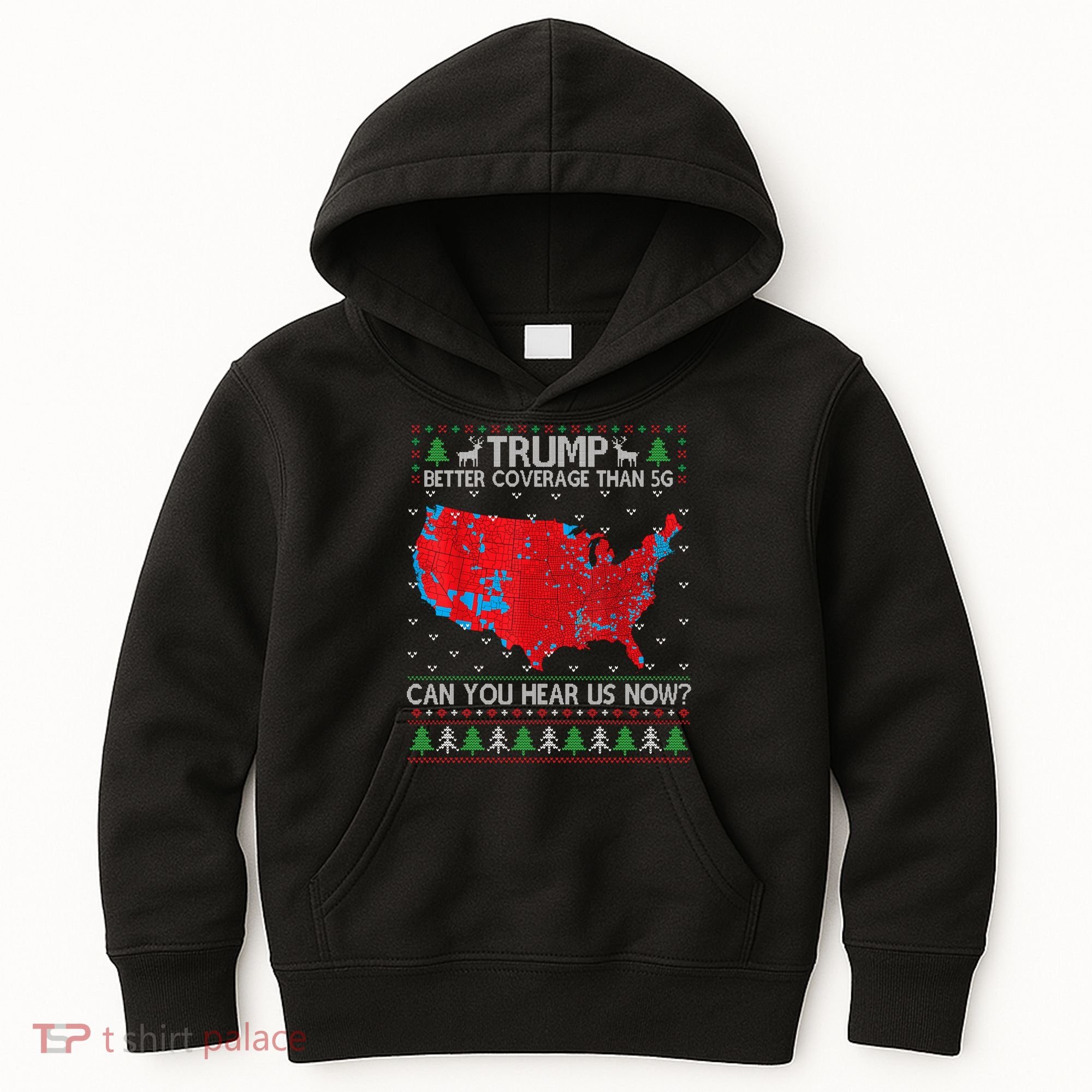 Trump Better Coverage Than 5g Ugly Christmas Sweater Xmas Kids Hoodie
