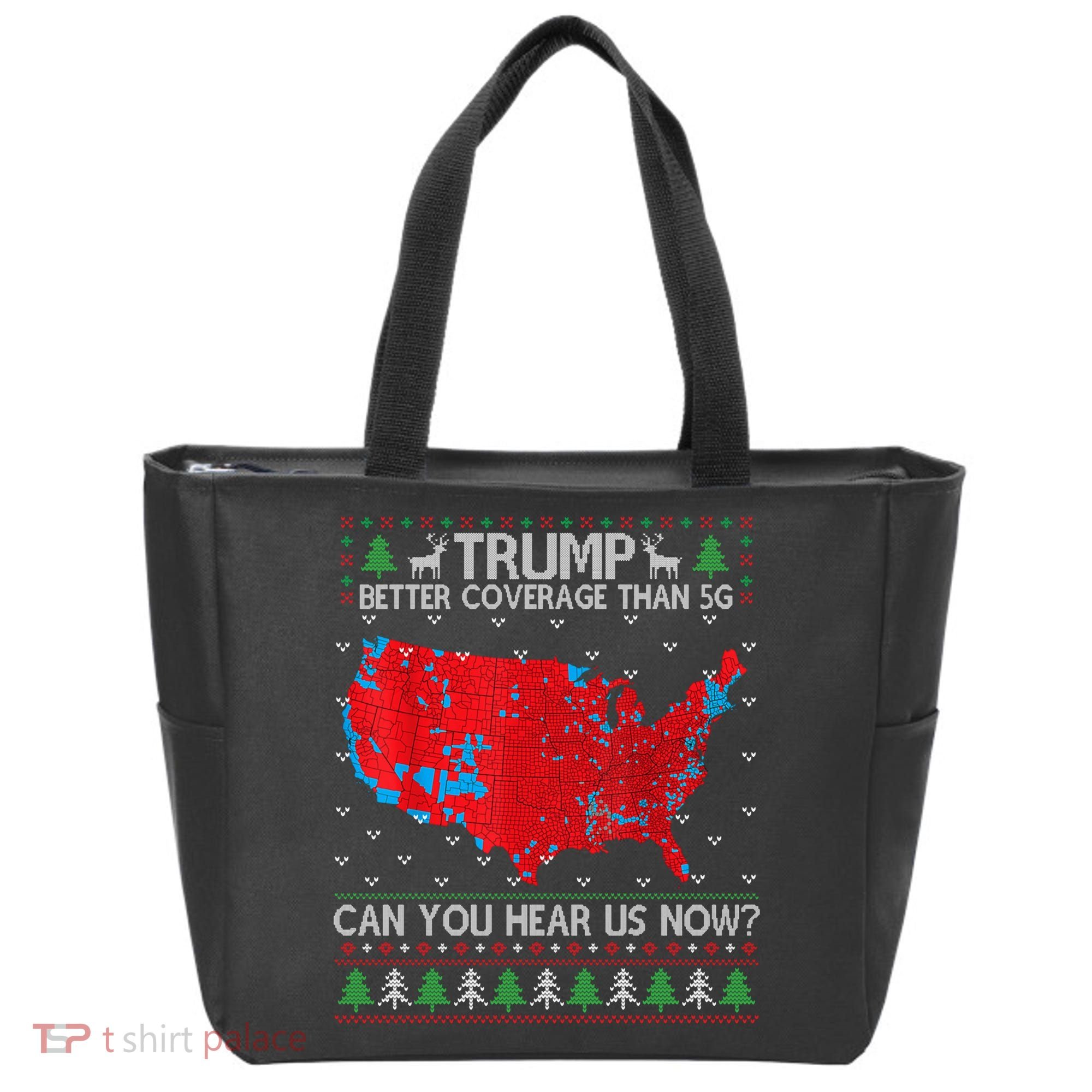 Trump Better Coverage Than 5g Ugly Christmas Sweater Xmas Tote Bag