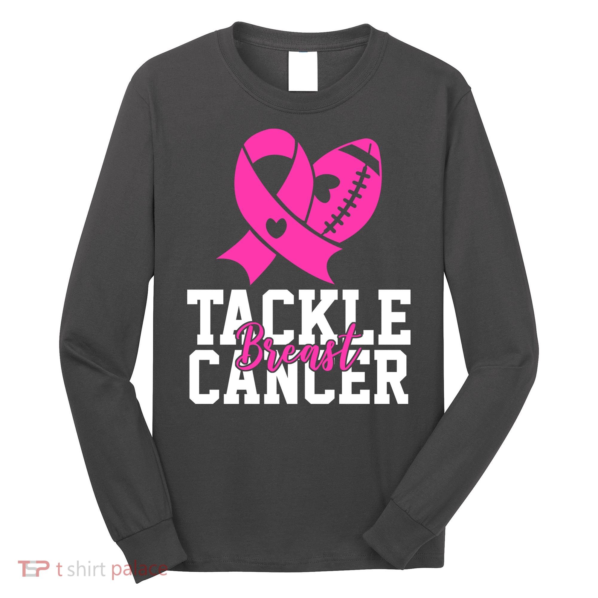 Tackle Breast Cancer Ribbon Football Long Sleeve Shirt