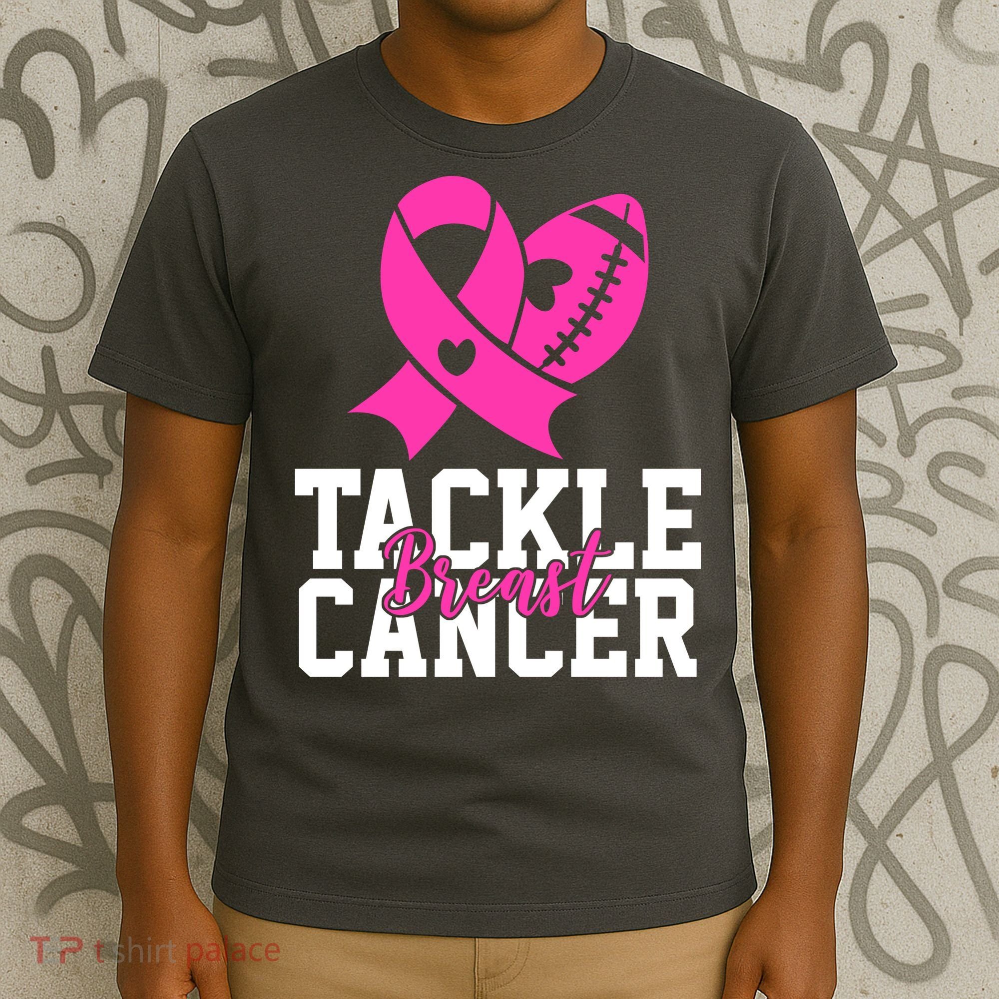 Tackle Breast Cancer Ribbon Football T-Shirt