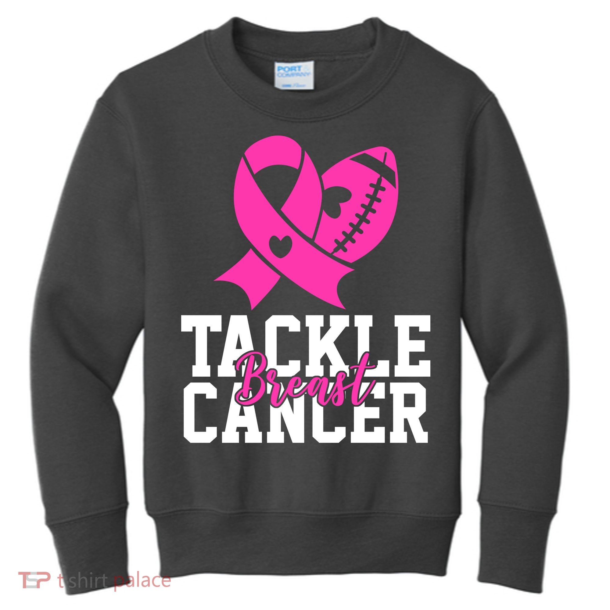 Tackle Breast Cancer Ribbon Football Kids Sweatshirt