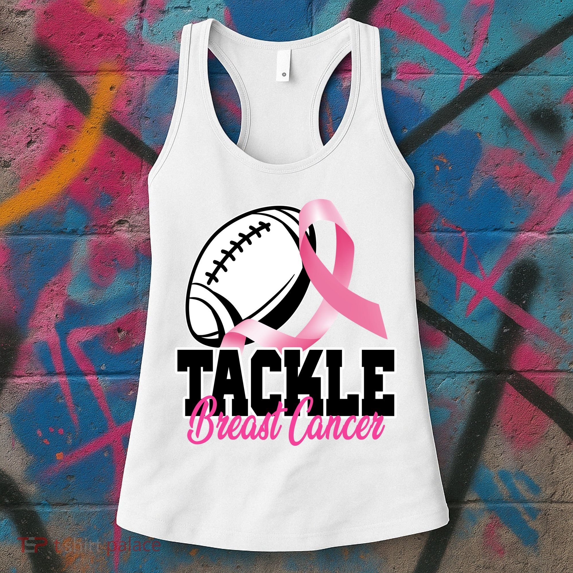 Tackle Breast Cancer Ribbon Football Women's Tank Top