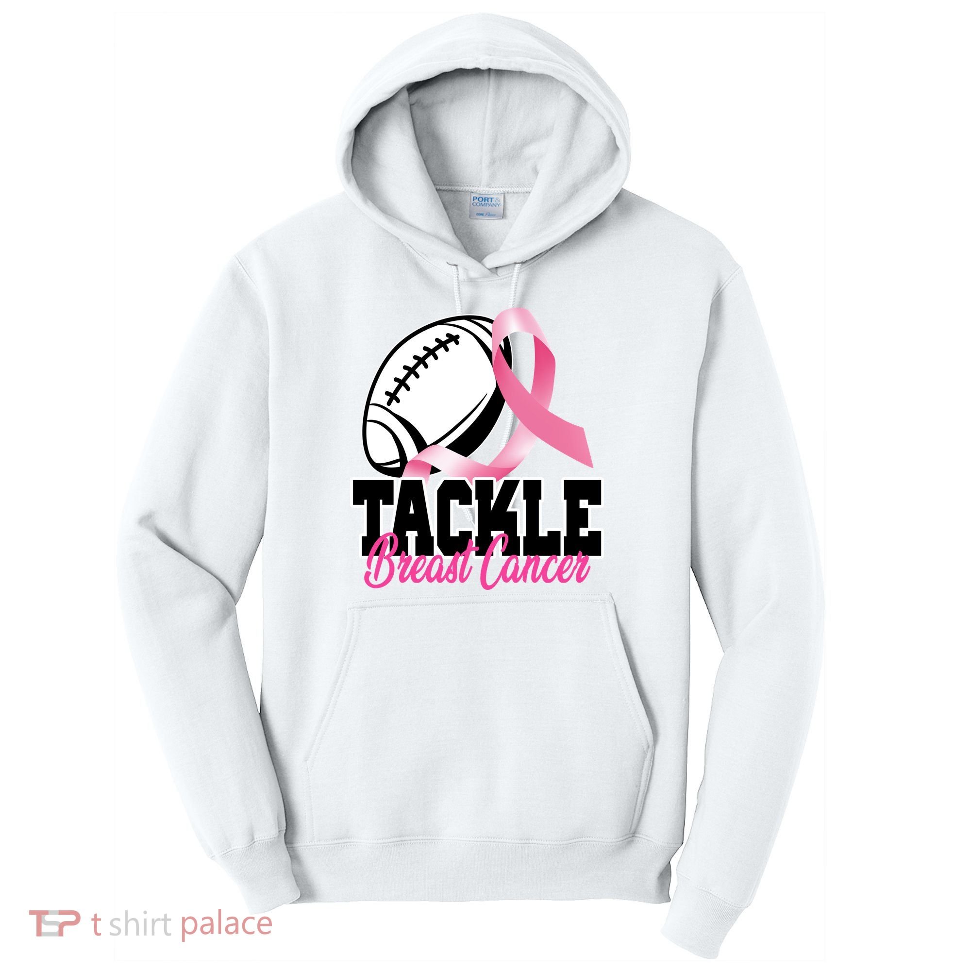 Tackle Breast Cancer Ribbon Football Tall Hoodie