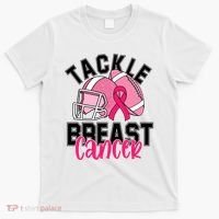Tackle Breast Cancer Football Ribbon Awareness T-Shirt thumb 0