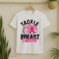 Tackle Breast Cancer Football Ribbon Awareness T-Shirt thumb 2