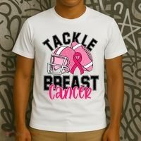 Tackle Breast Cancer Football Ribbon Awareness T-Shirt thumb 3