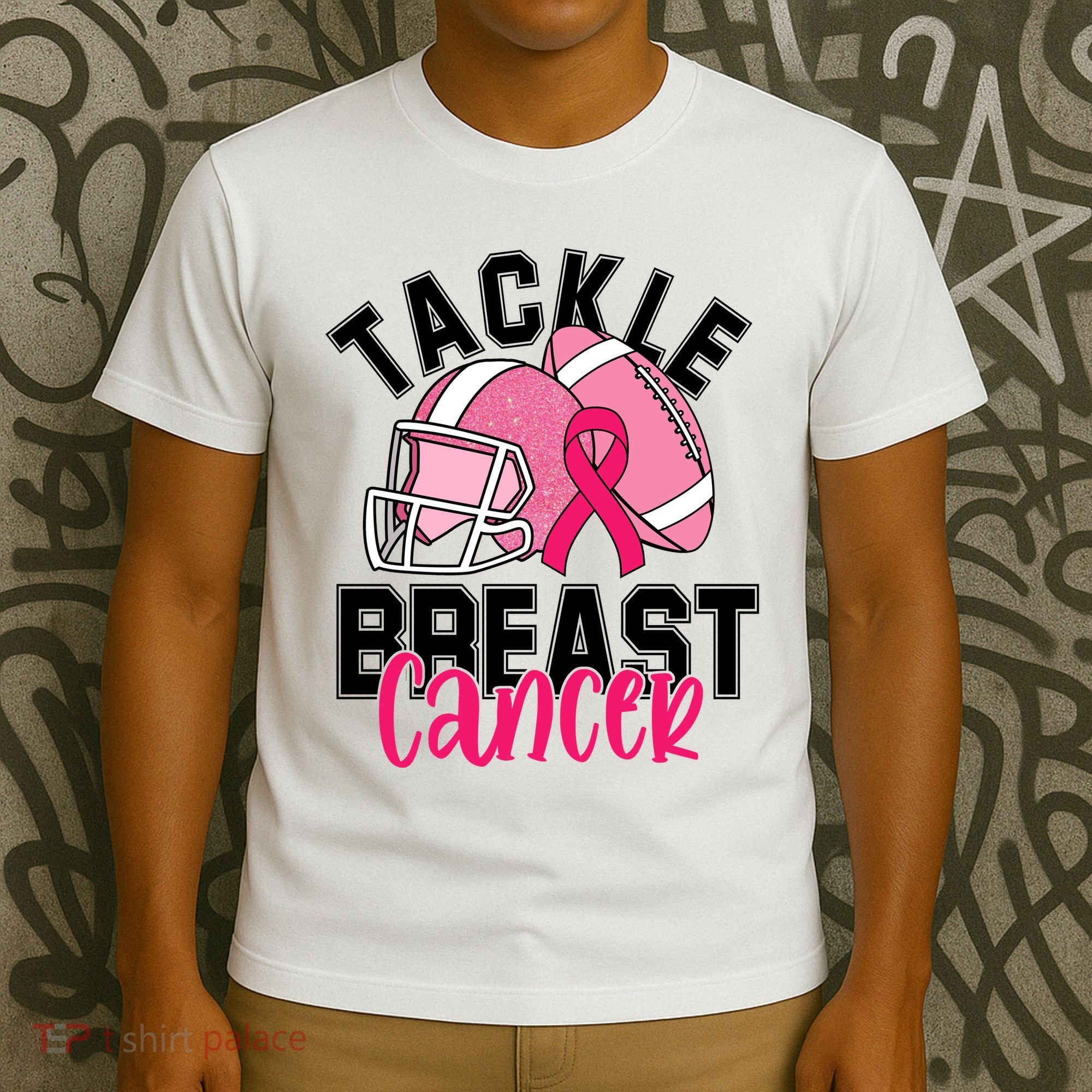 Tackle Breast Cancer Football Ribbon Awareness T-Shirt