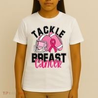 Tackle Breast Cancer Football Ribbon Awareness T-Shirt thumb 4