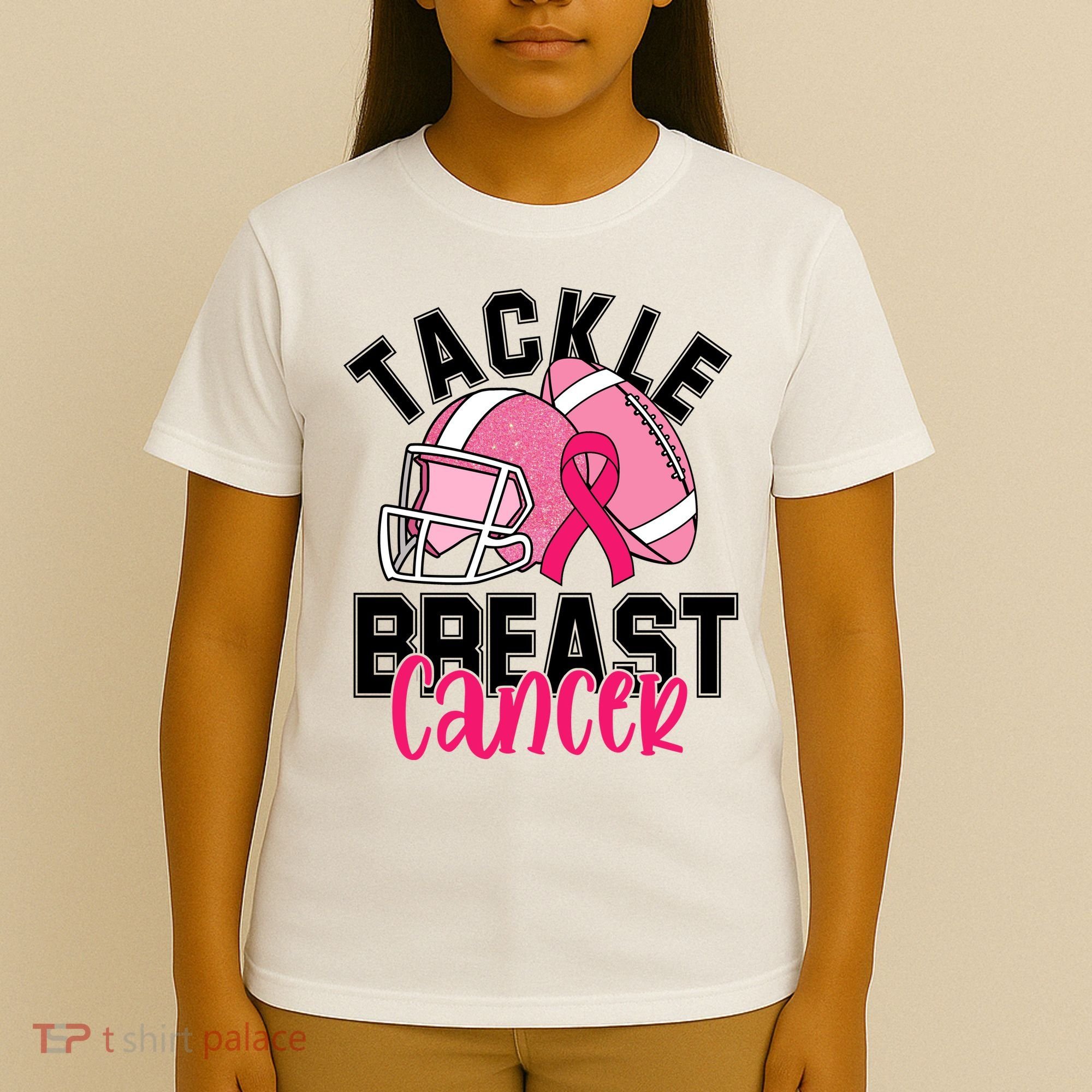 Tackle Breast Cancer Football Ribbon Awareness T-Shirt