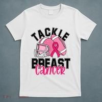 Tackle Breast Cancer Football Ribbon Awareness T-Shirt thumb 5