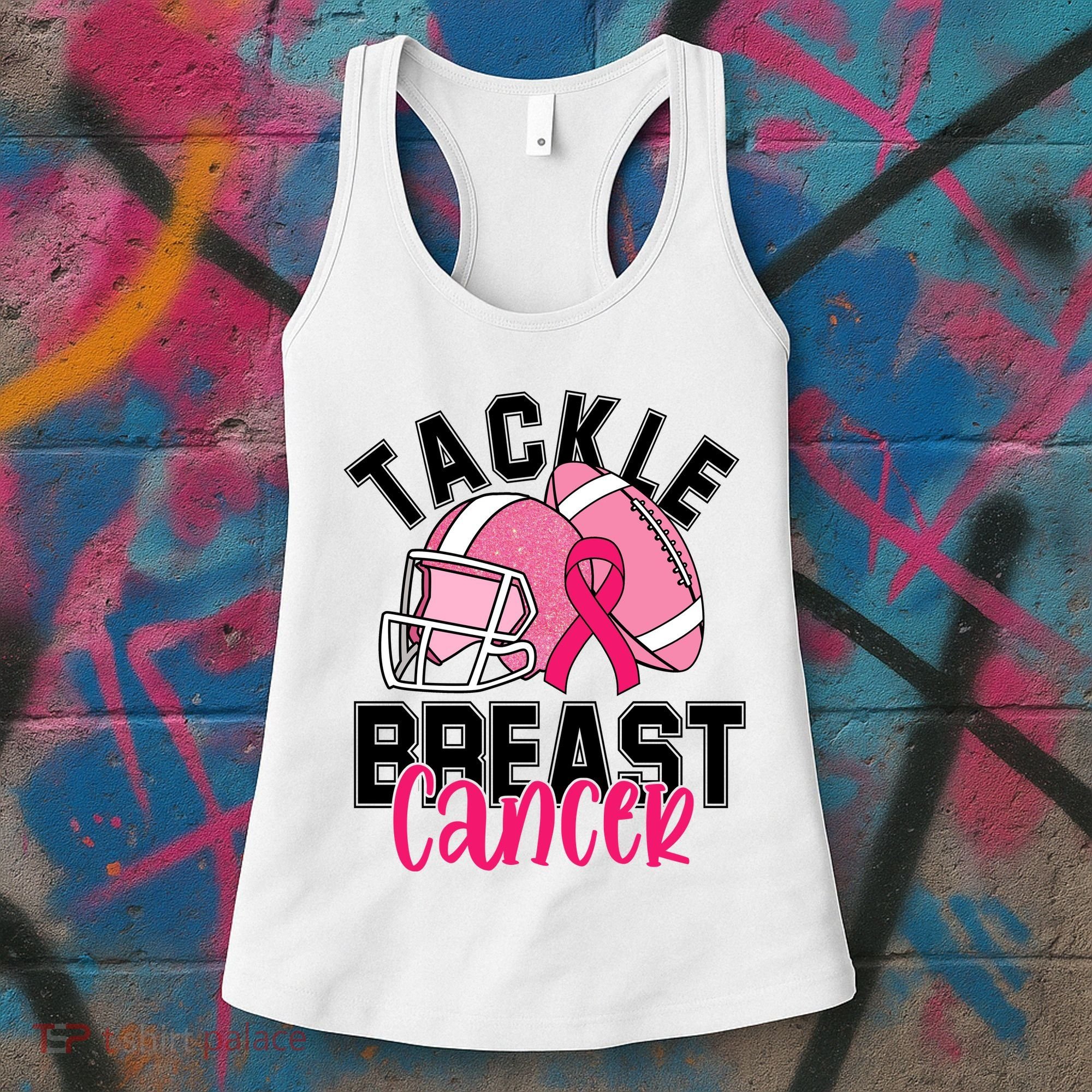 Tackle Breast Cancer Football Ribbon Awareness Women's Tank Top