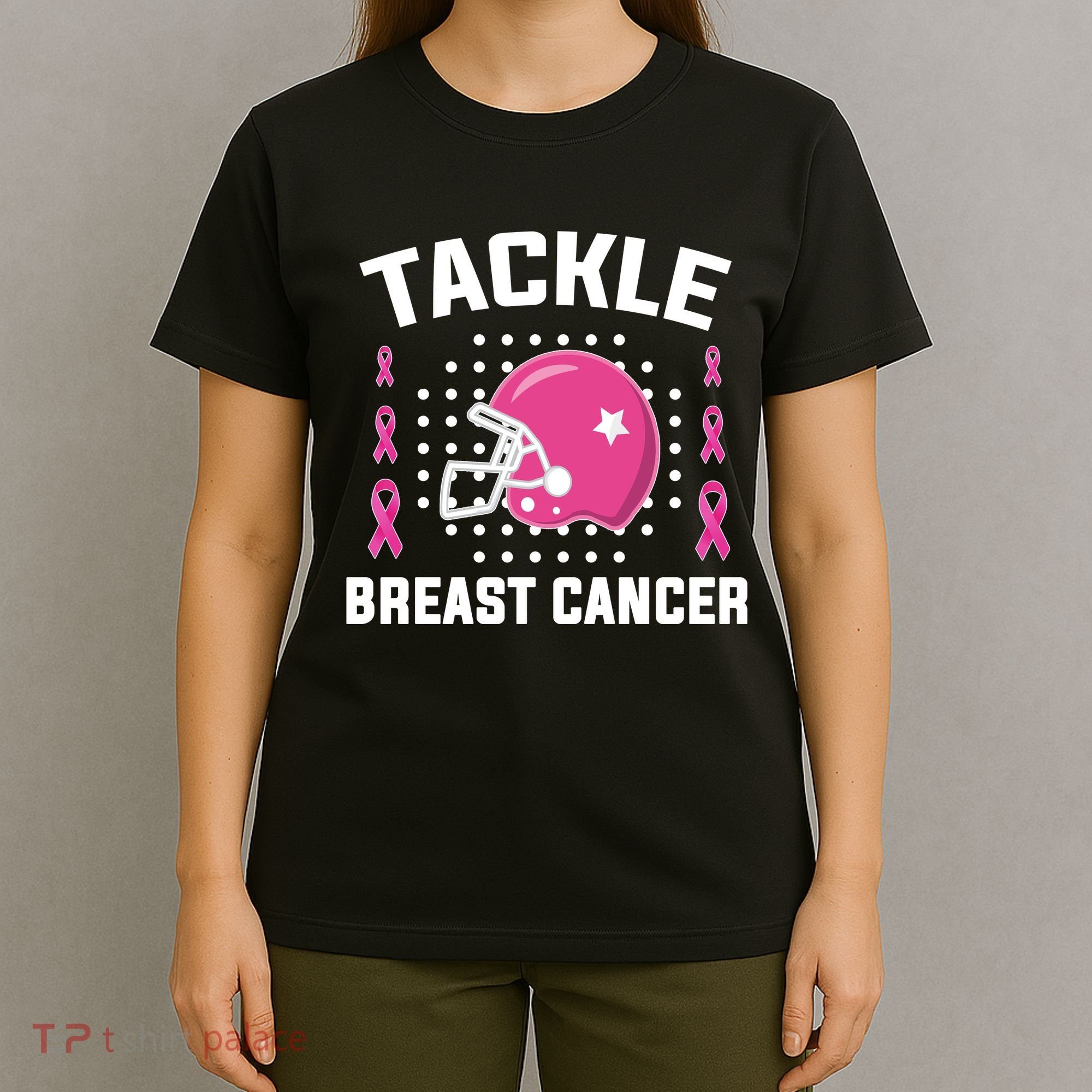Tackle Breast Cancer Football Helmet T-Shirt